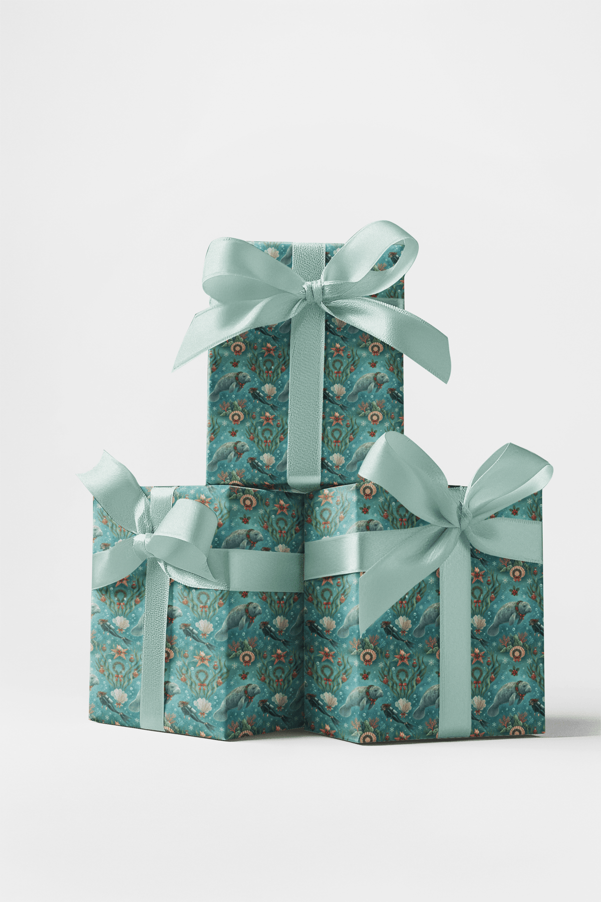 Santa's Manatee Dive Wrapping Paper - London Penny Gift Wrap