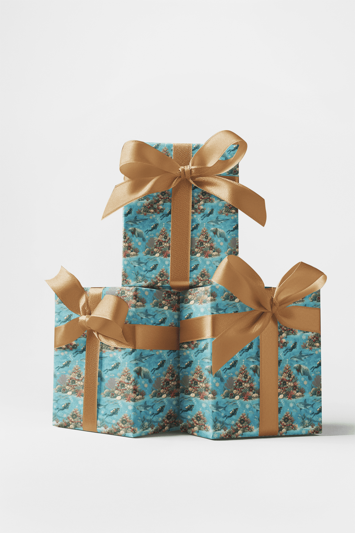 Christmas Reef Divers Wrapping Paper - London Penny Gift Wrap