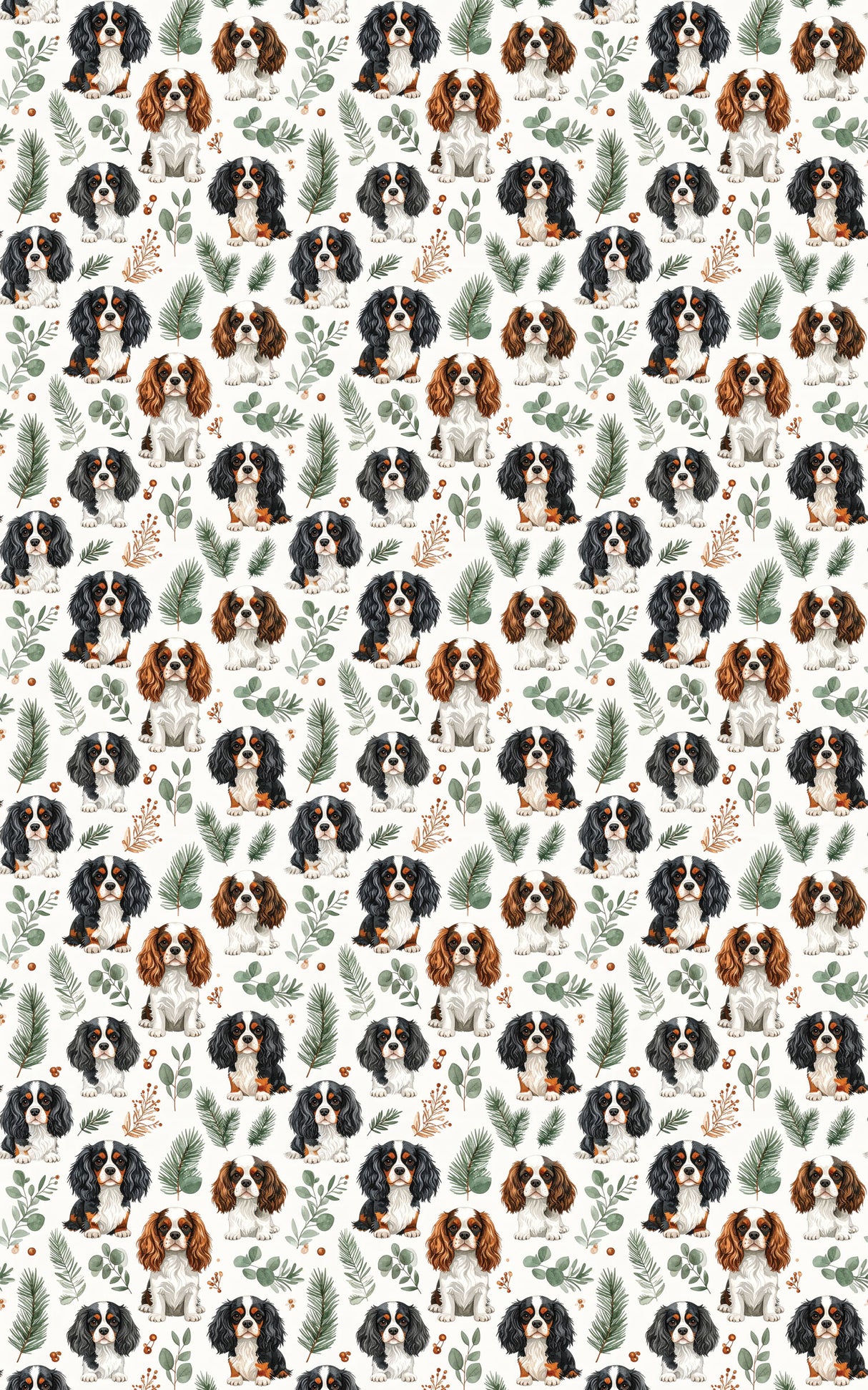 Classic Garden Spaniels Wrapping Paper