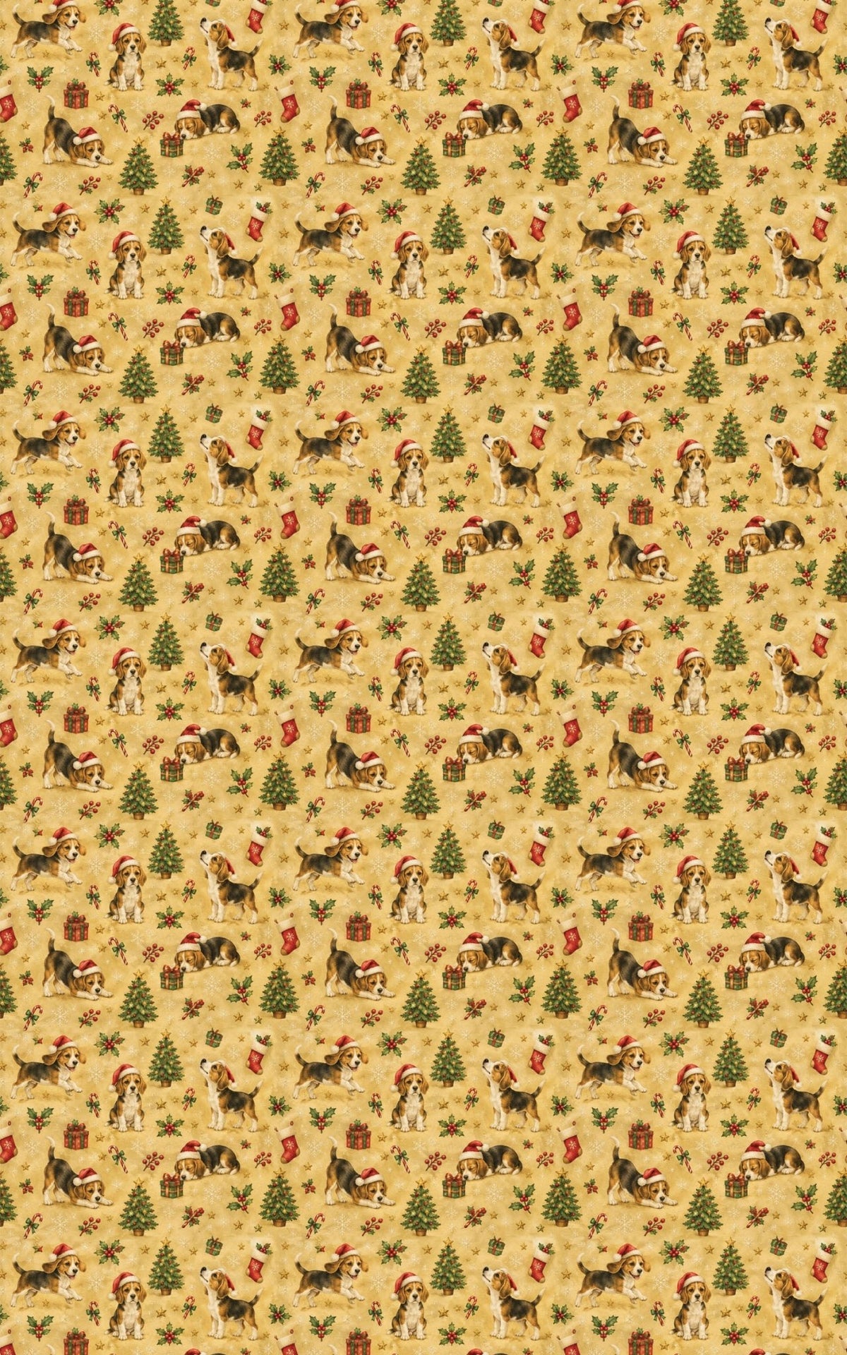 Beagles in Santa Hats Wrapping Paper - London Penny Gift Wrap