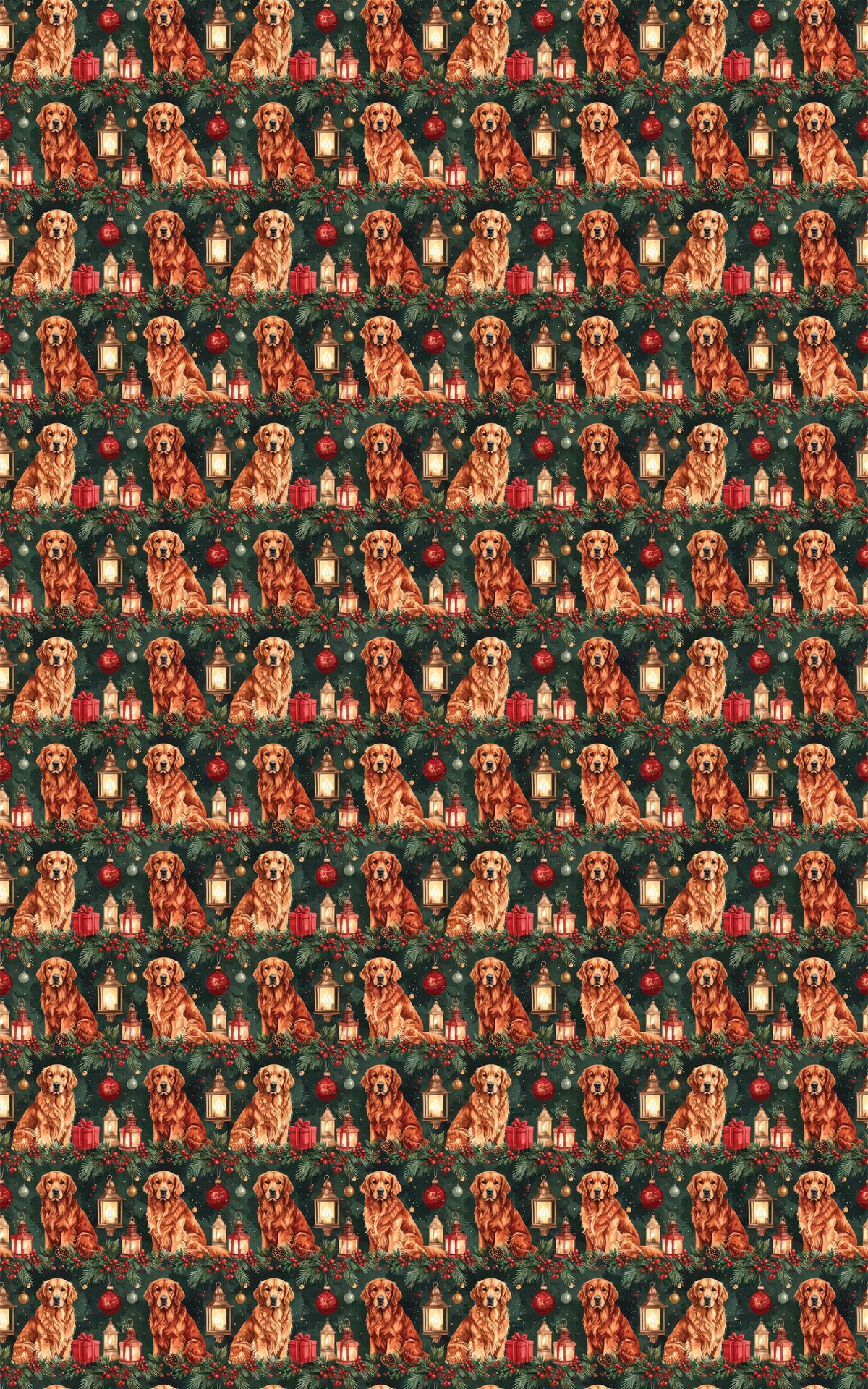 Cozy Fireplace Christmas Goldens Wrapping Paper