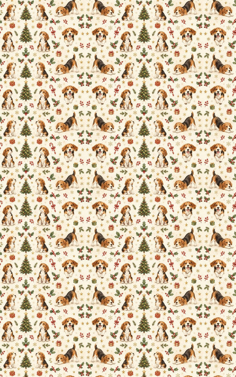 Merry Beagle Playtime Wrapping Paper - London Penny Gift Wrap