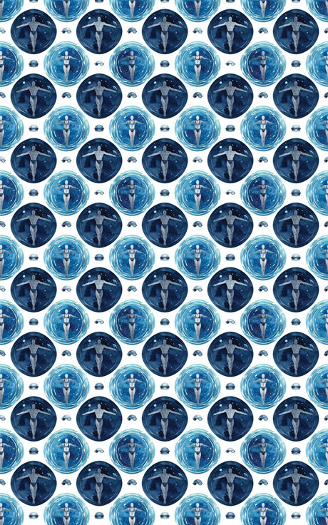 Aquatic Heritage Tile Wrapping Paper - London Penny Gift Wrap