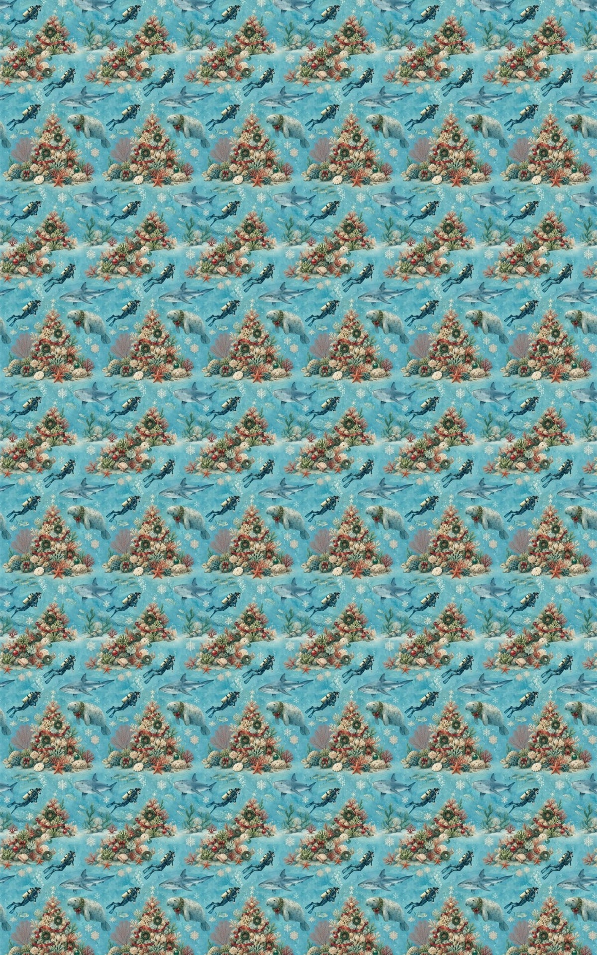 Christmas Reef Divers Wrapping Paper - London Penny Gift Wrap