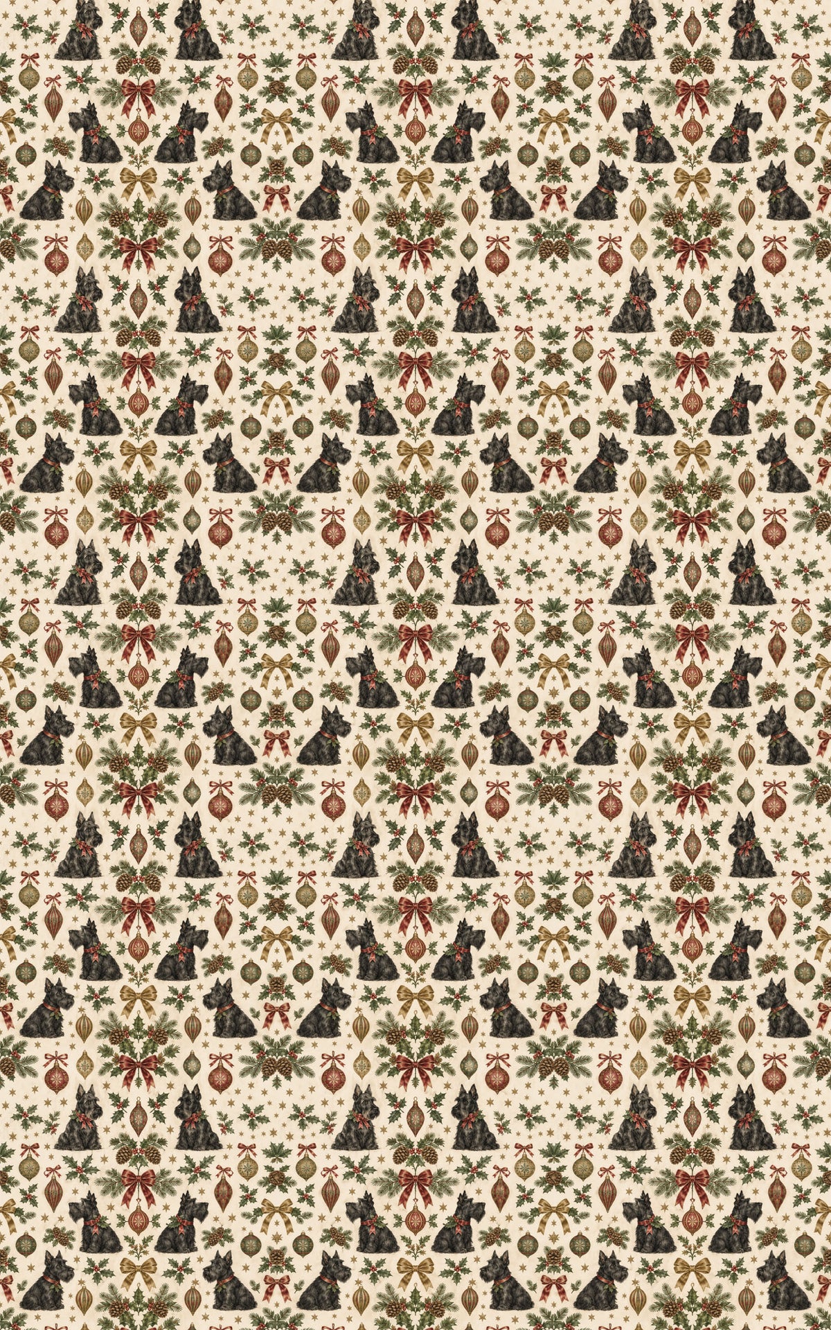 Vintage Christmas Scotties Wrapping Paper