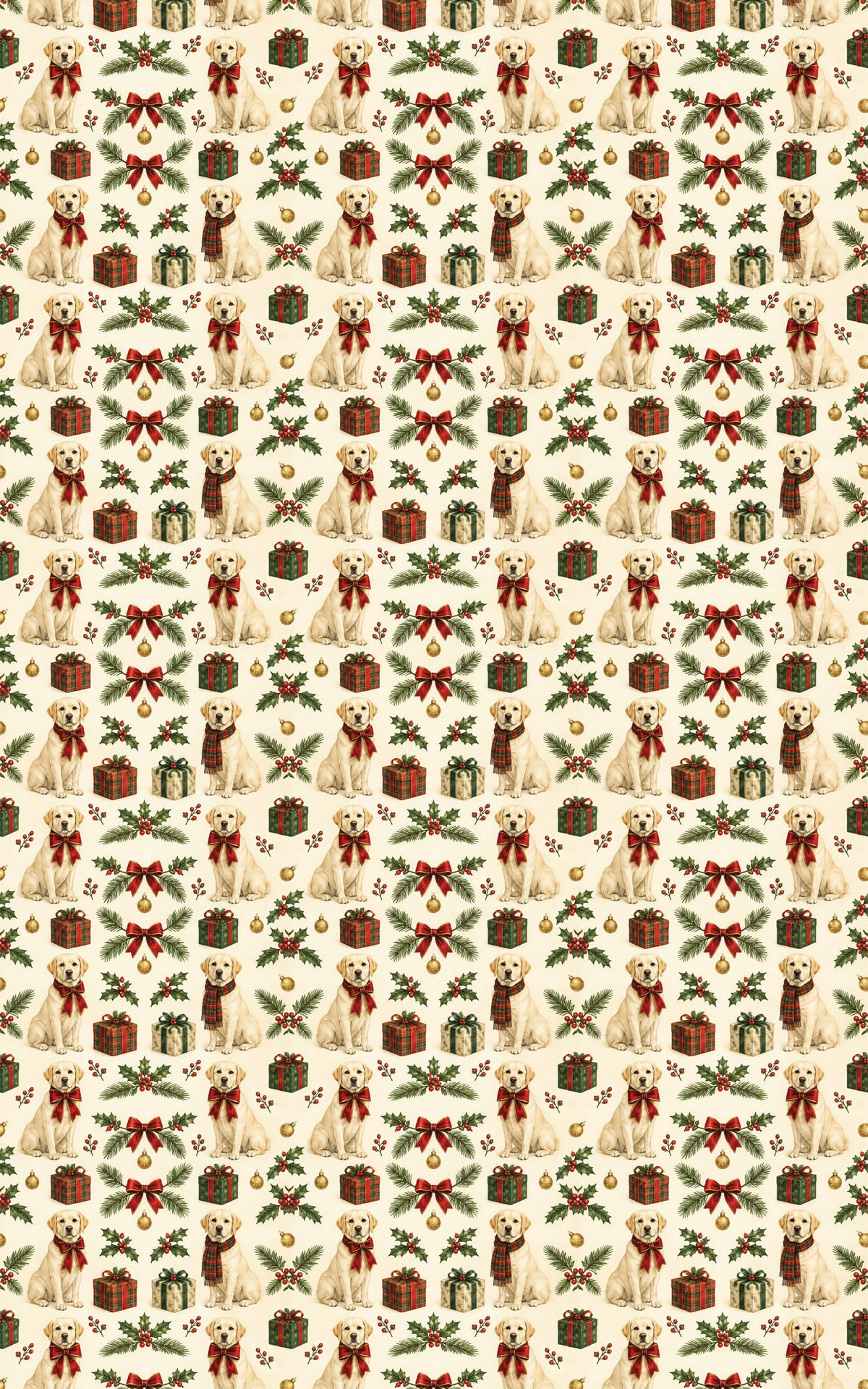 Christmas Cream-Colored Lab Wrapping Paper