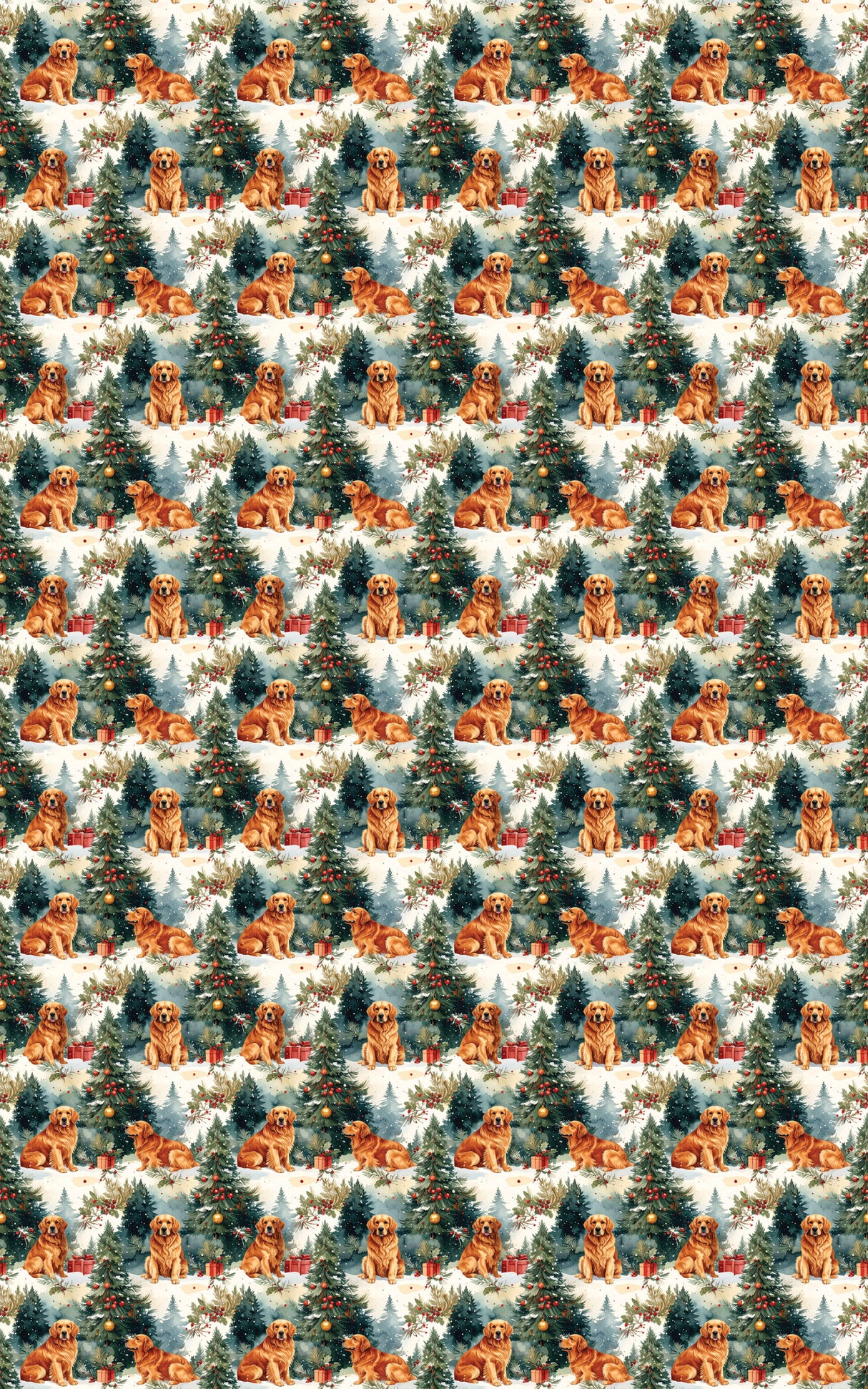 Snowy Christmas Golden Retrievers Wrapping Paper