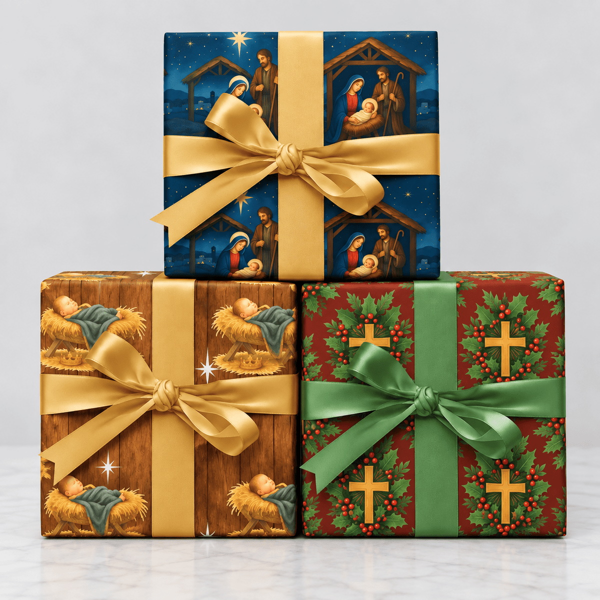 Christian Inspired Gift Wrap Bundle - 3 Roll Set - London Penny Gift Wrap