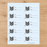 Nebelung Pawprint Wishes Gift Tag Sticker Sheet