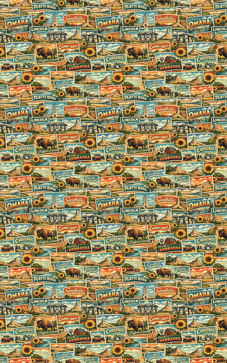 Nebraska Postcard Memories - London Penny Gift Wrap