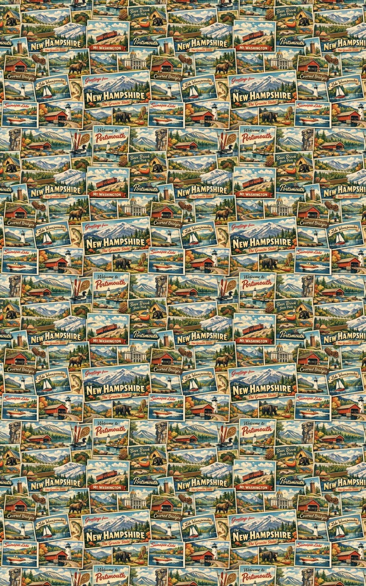 New Hampshire Postcard Memories - London Penny Gift Wrap