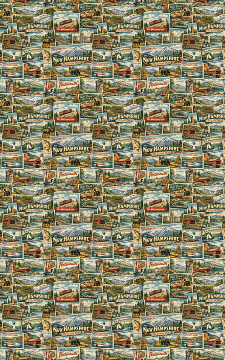 New Hampshire Postcard Memories - London Penny Gift Wrap
