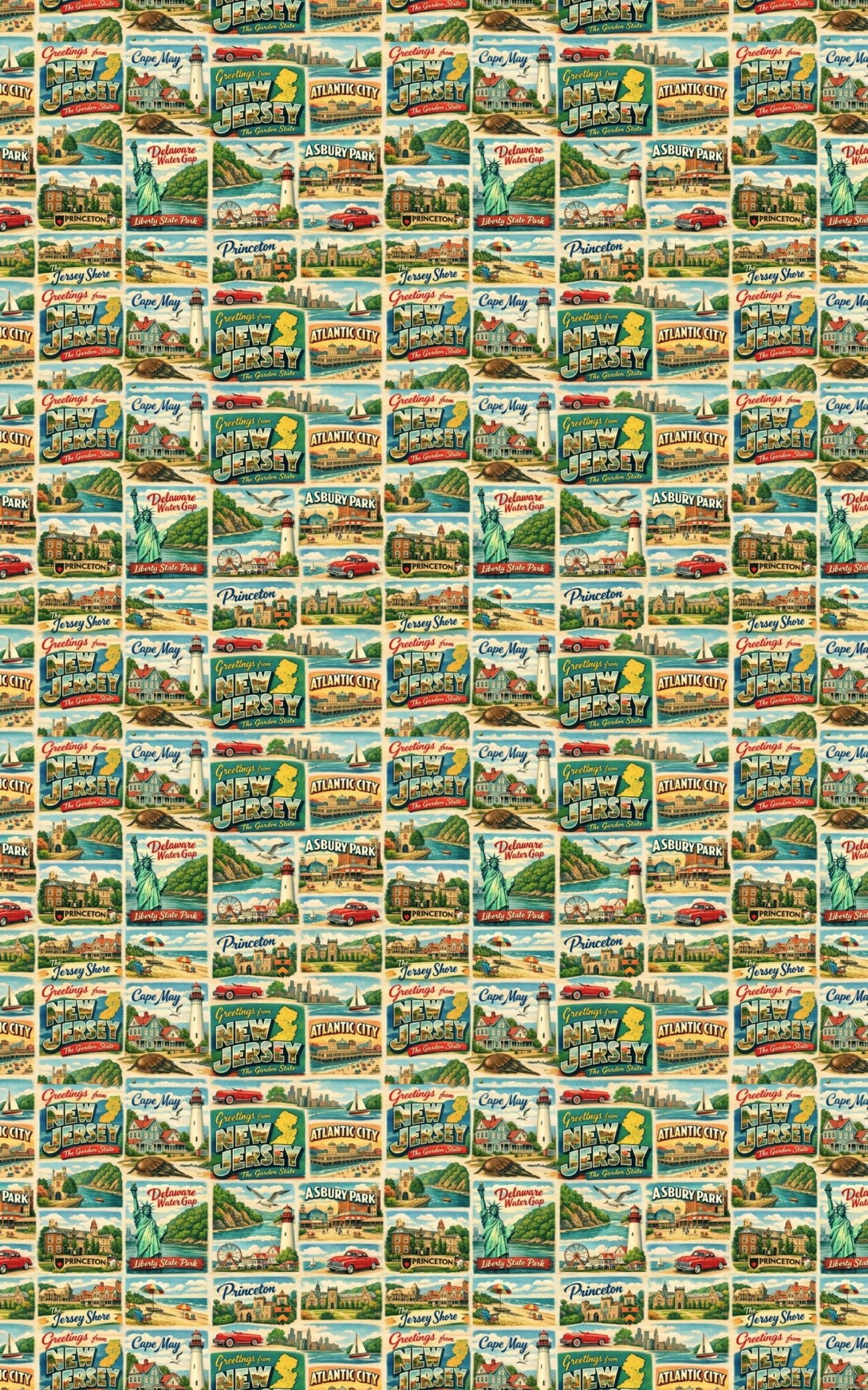 New Jersey Postcard Memories - London Penny Gift Wrap