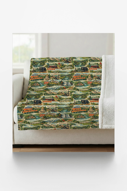 West Virginia Postcard Memories Sherpa Blanket