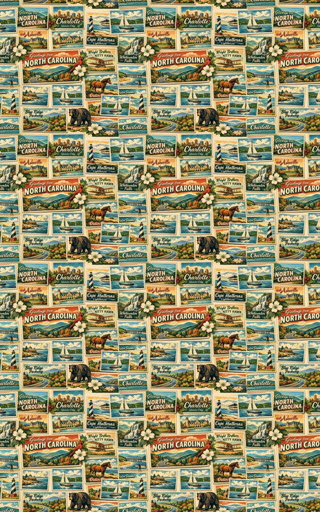 North Carolina Postcard Memories - London Penny Gift Wrap