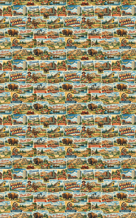 North Dakota Postcard Memories - London Penny Gift Wrap