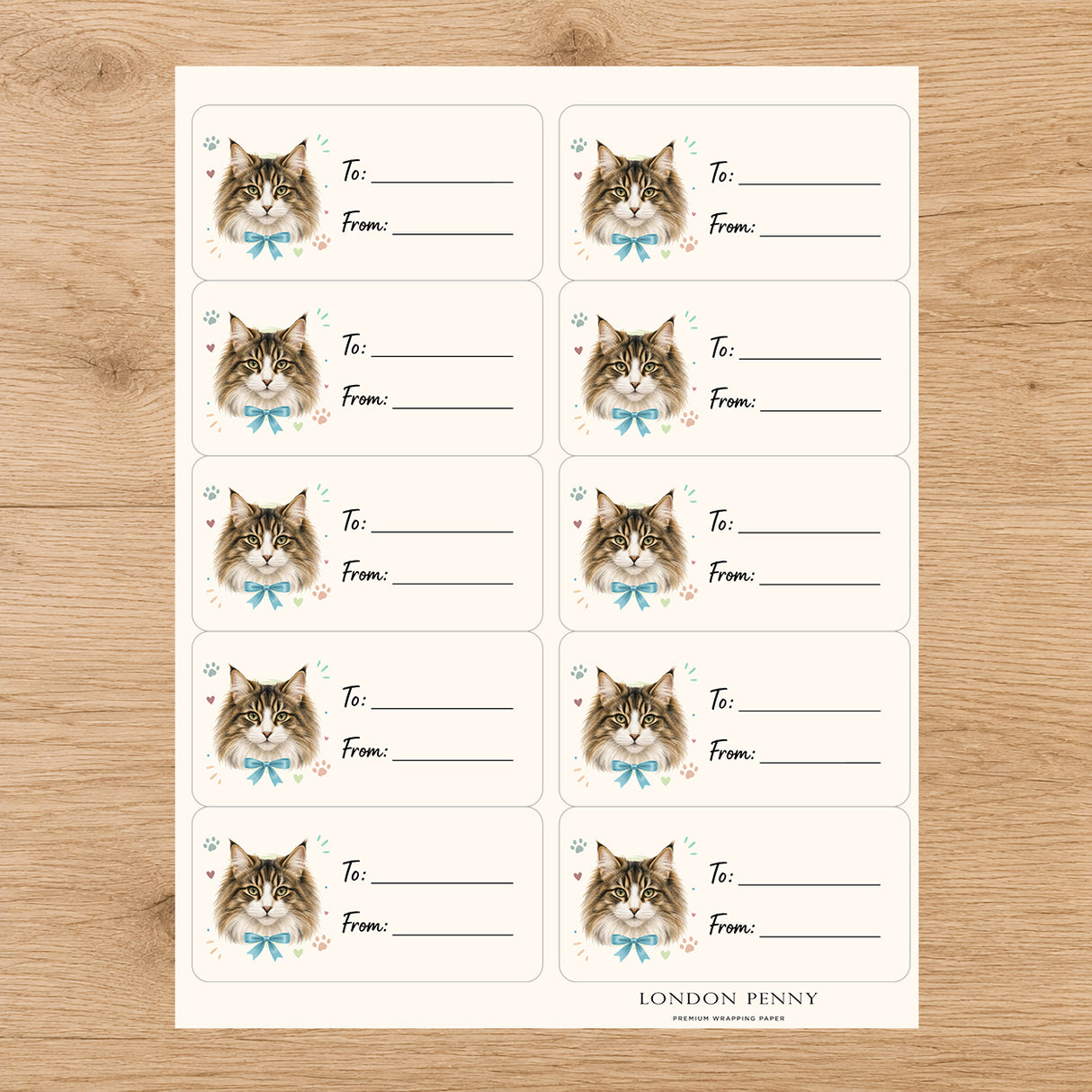 Norwegian Forest Cat Purrfectly Yours Gift Tag Sticker Sheet
