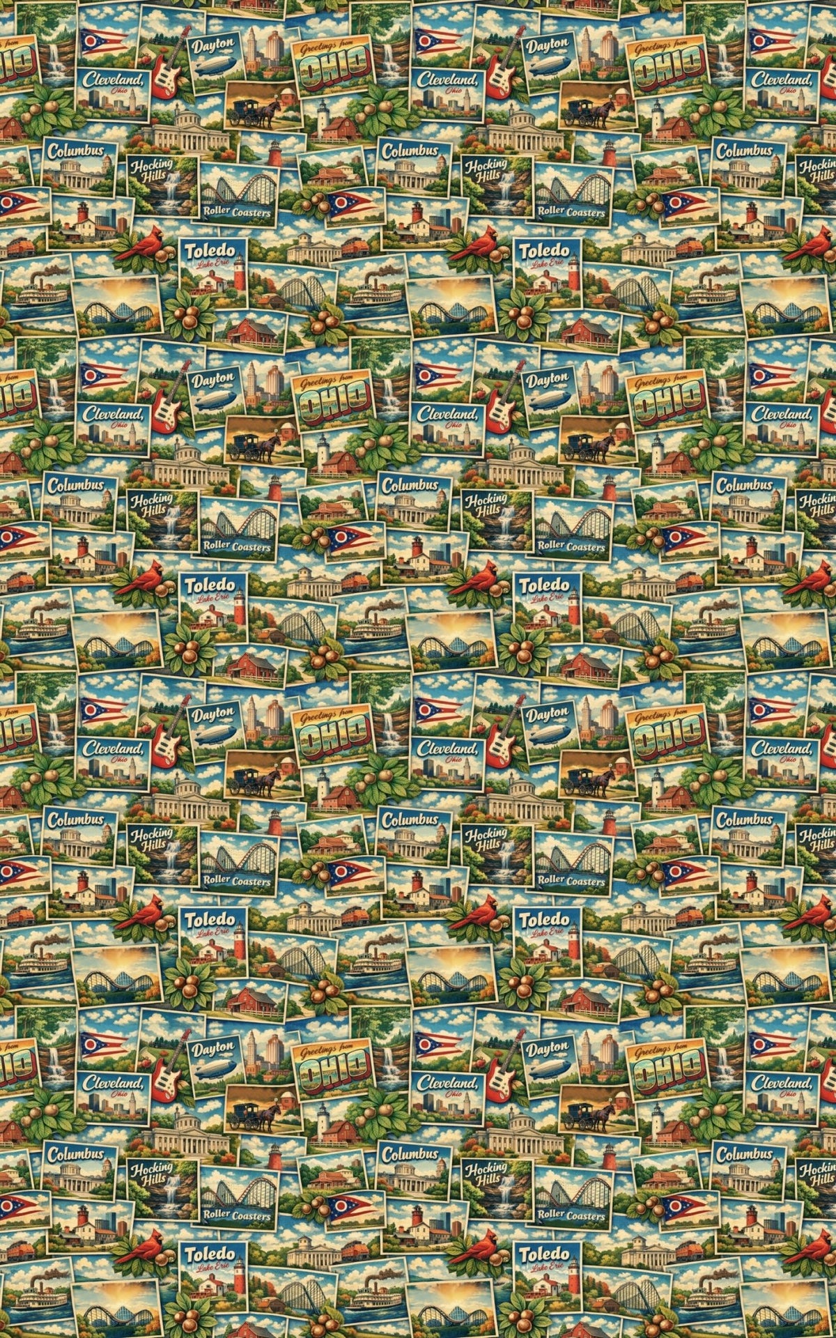 Ohio Postcard Memories - London Penny Gift Wrap