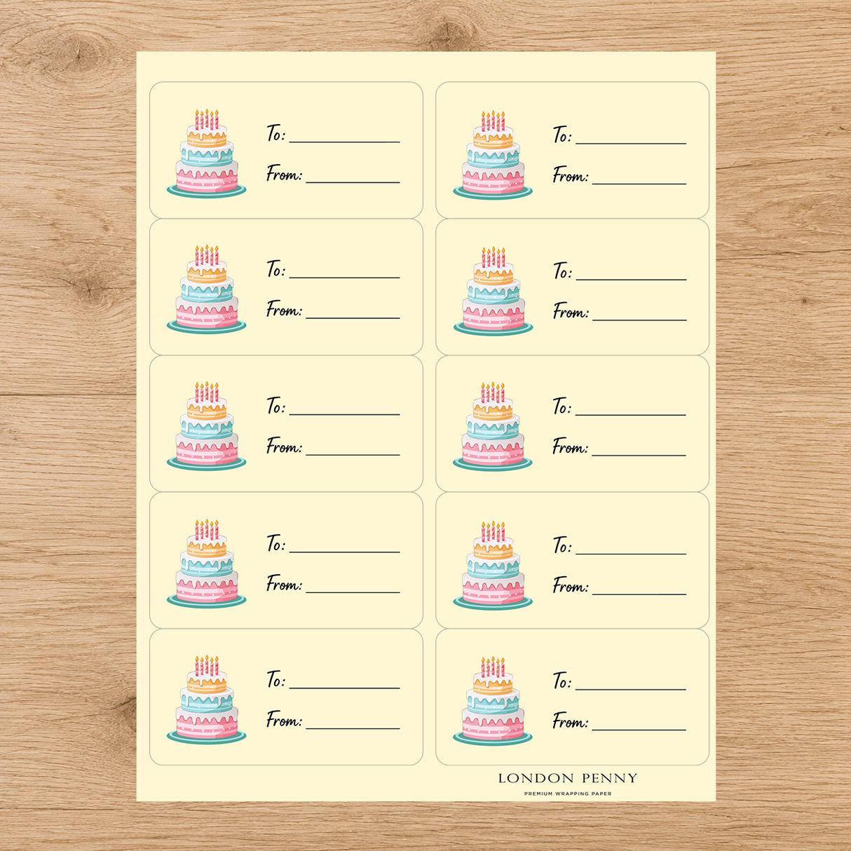 Pastel Cake Parade Gift Tag Sticker Sheet