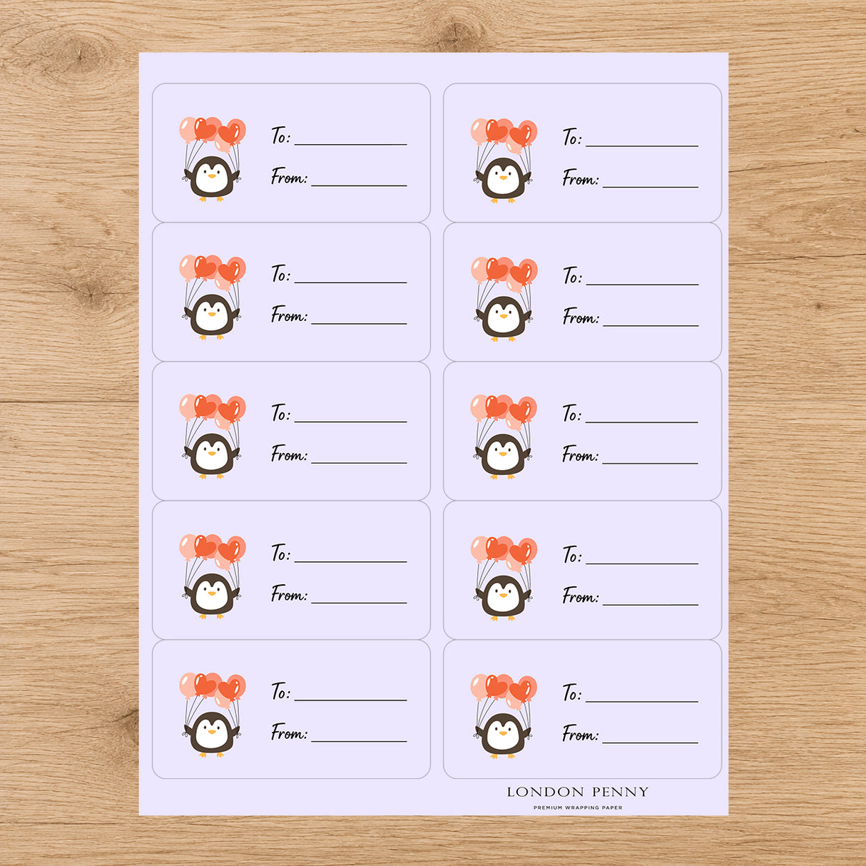 Penguin Party Gift Tag Sticker Sheet