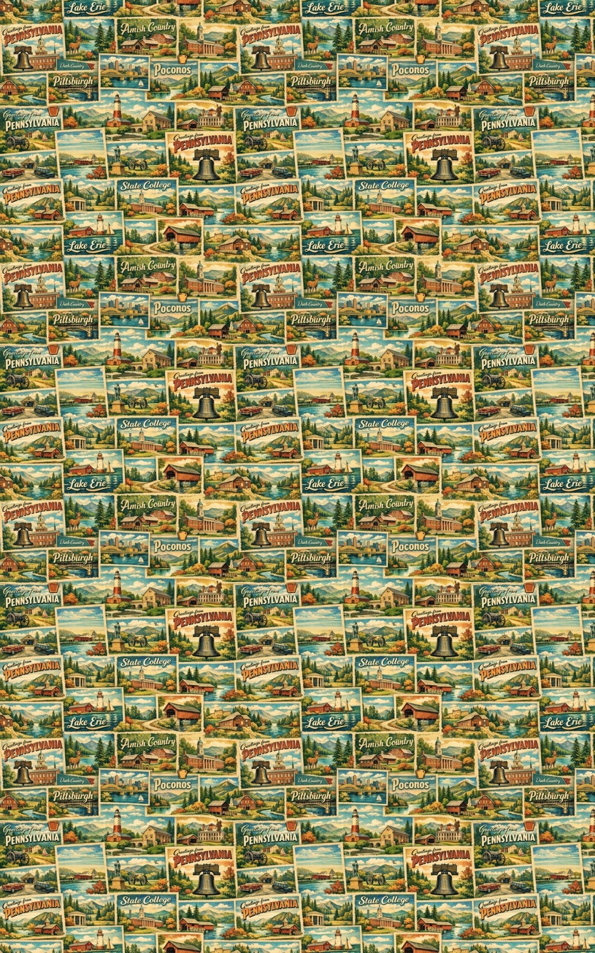 Pennsylvania Postcard Memories - London Penny Gift Wrap