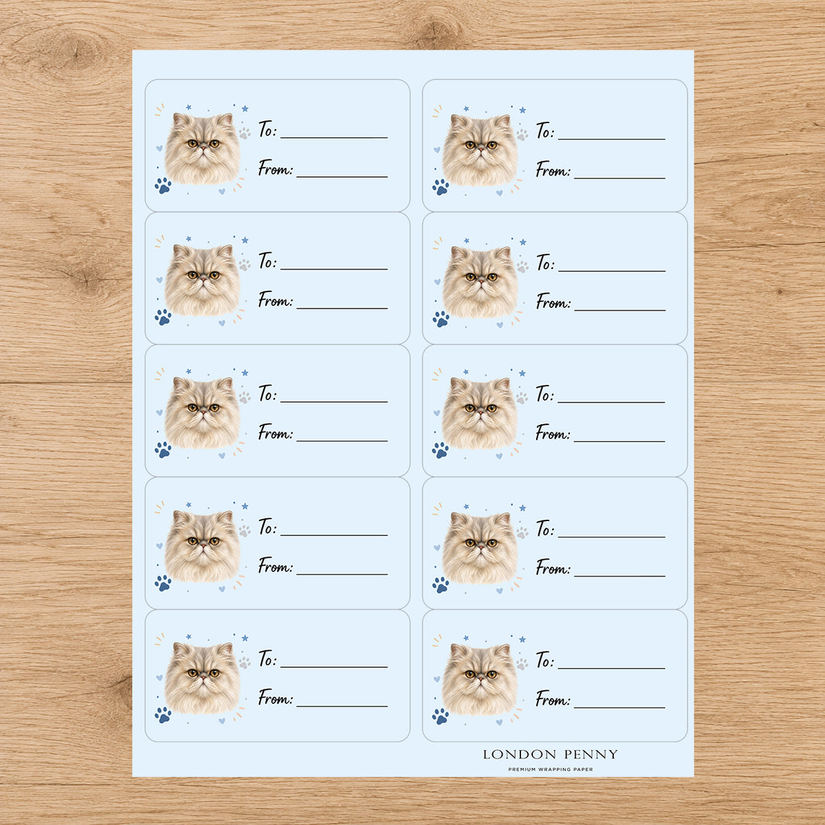 Persian Pawprint Wishes Gift Tag Sticker Sheet