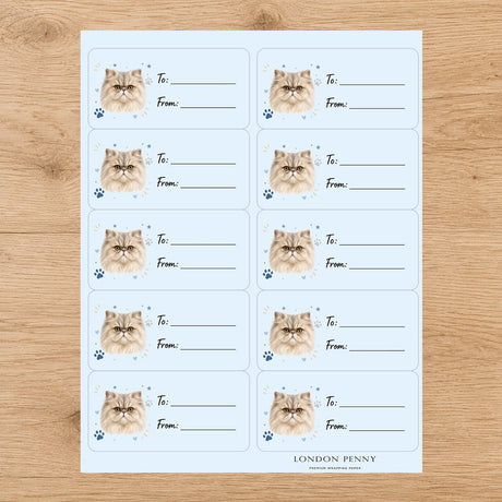 Persian Pawprint Wishes Gift Tag Sticker Sheet - London Penny Gift Wrap