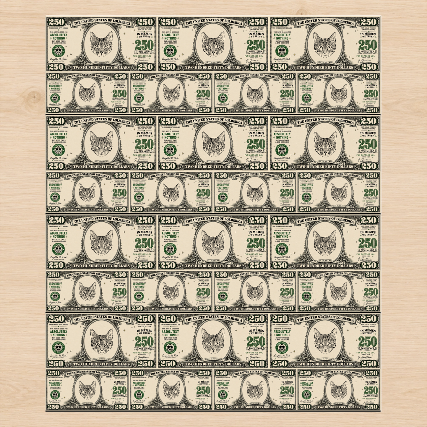 Personalized $250 Bill 6FT Wrapping Paper