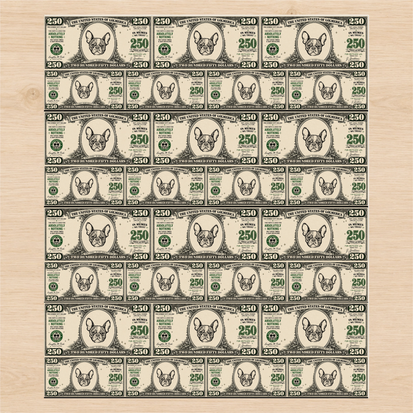 Personalized $250 Bill 6FT Wrapping Paper