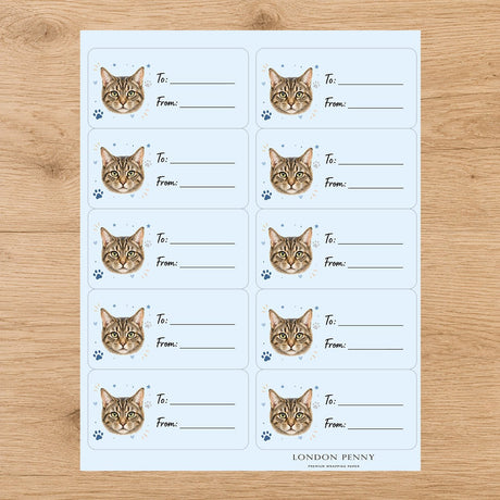 Pixiebob Pawprint Wishes Gift Tag Sticker Sheet - London Penny Gift Wrap