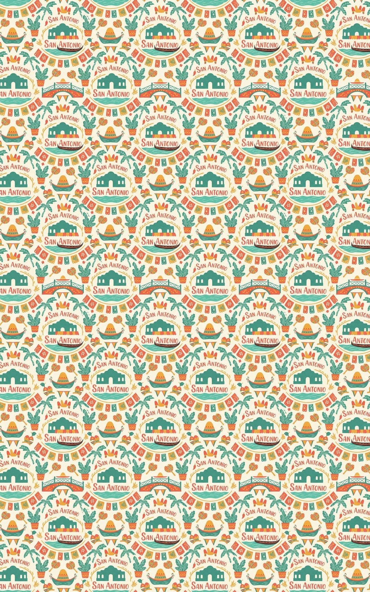 San Antonio – Fiesta & Riverwalk Wrapping Paper - London Penny Gift Wrap