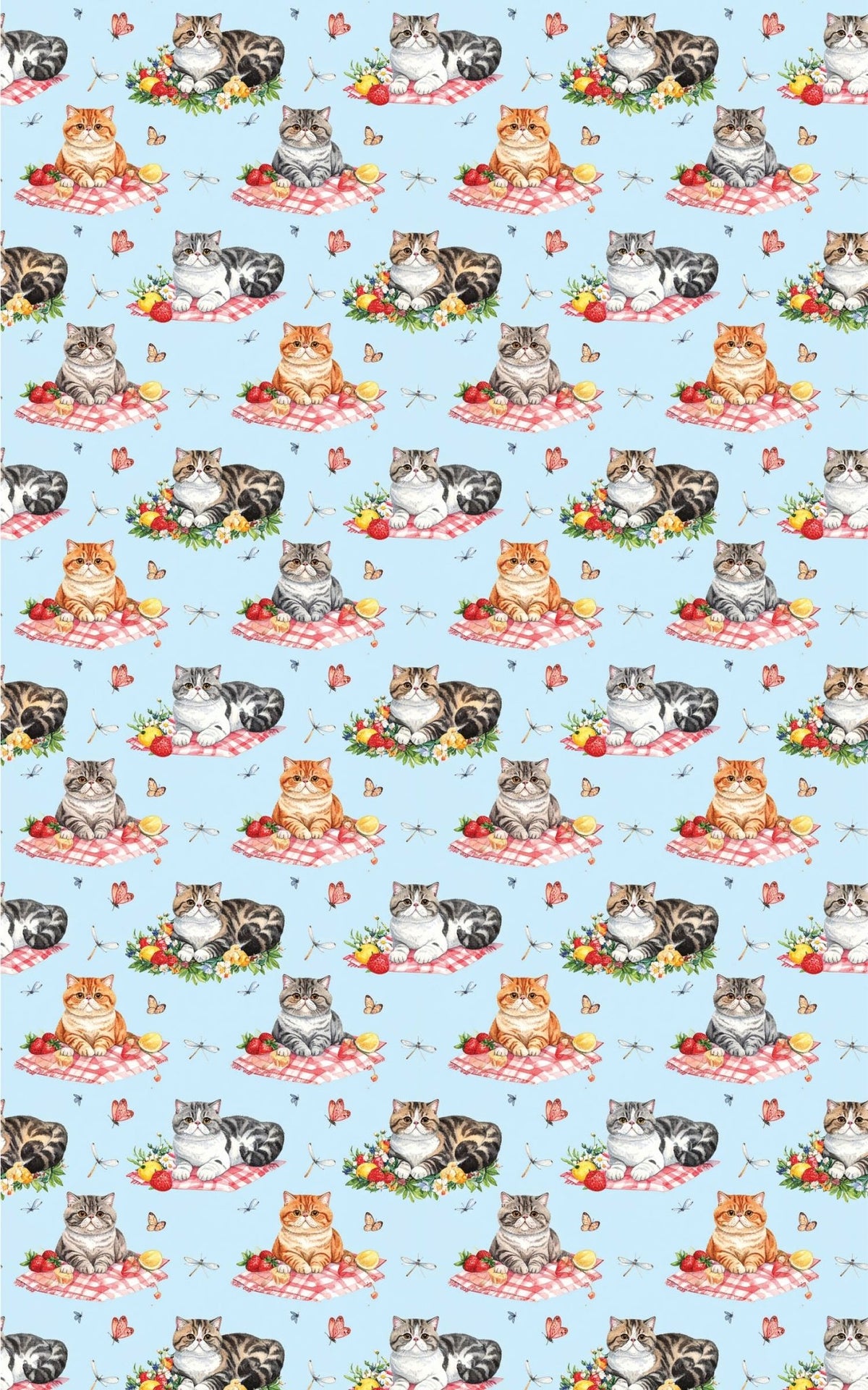Summer Picnic Cats (Exotic Shorthair) Wrapping Paper - London Penny Gift Wrap