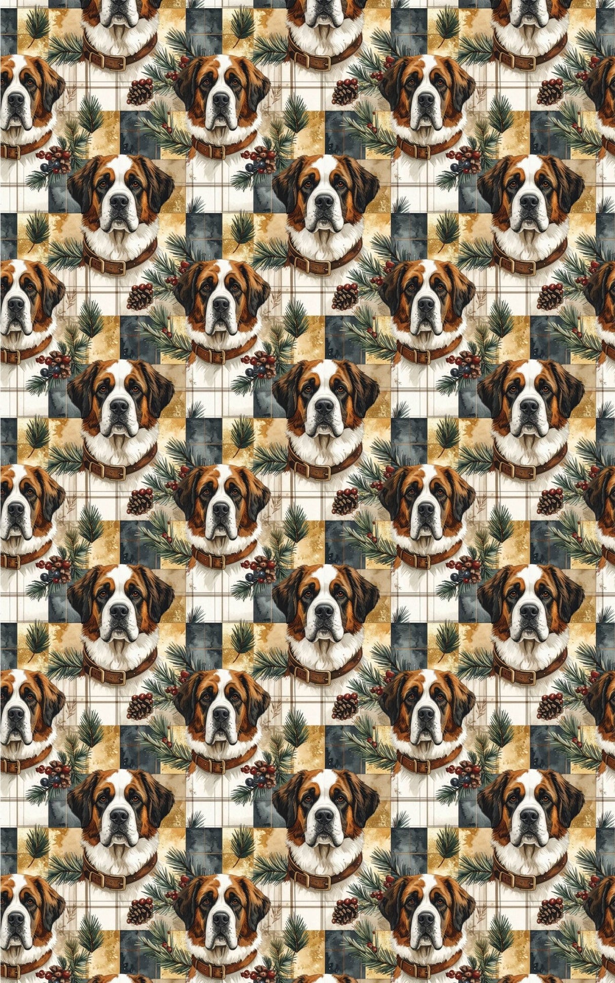 Rustic Plaid Retreat (St. Bernard) Wrapping Paper - London Penny Gift Wrap