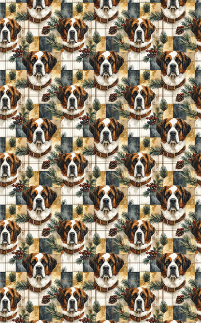 Rustic Plaid Retreat (St. Bernard) Wrapping Paper
