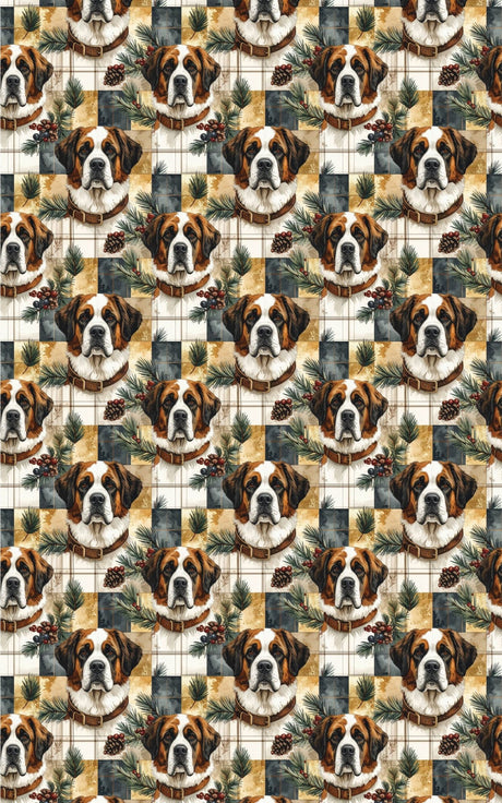 Rustic Plaid Retreat (St. Bernard) Wrapping Paper - London Penny Gift Wrap