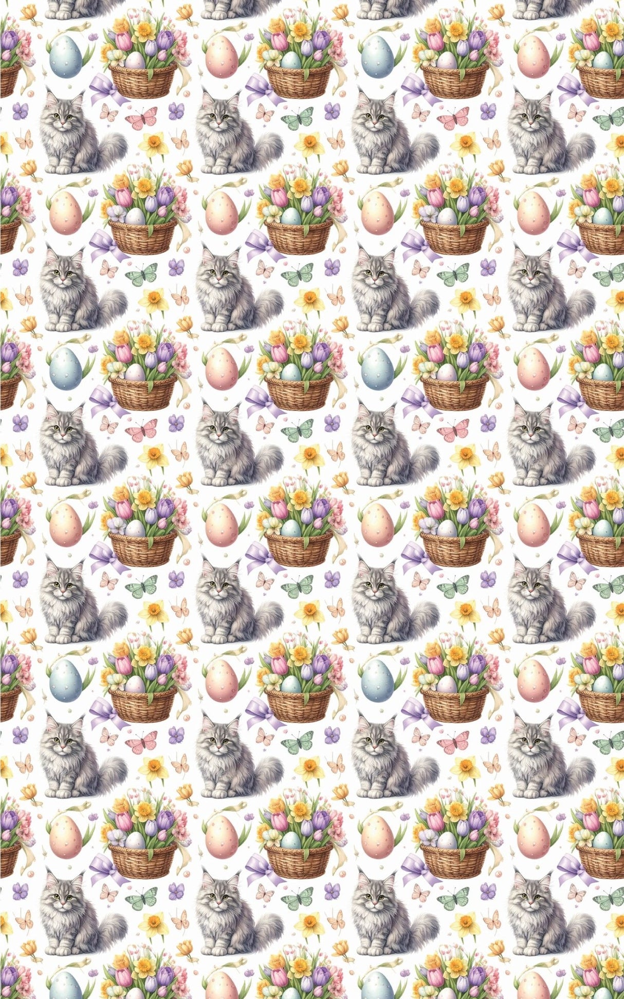 Easter Garden Cats (Maine Coon) Wrapping Paper - London Penny Gift Wrap