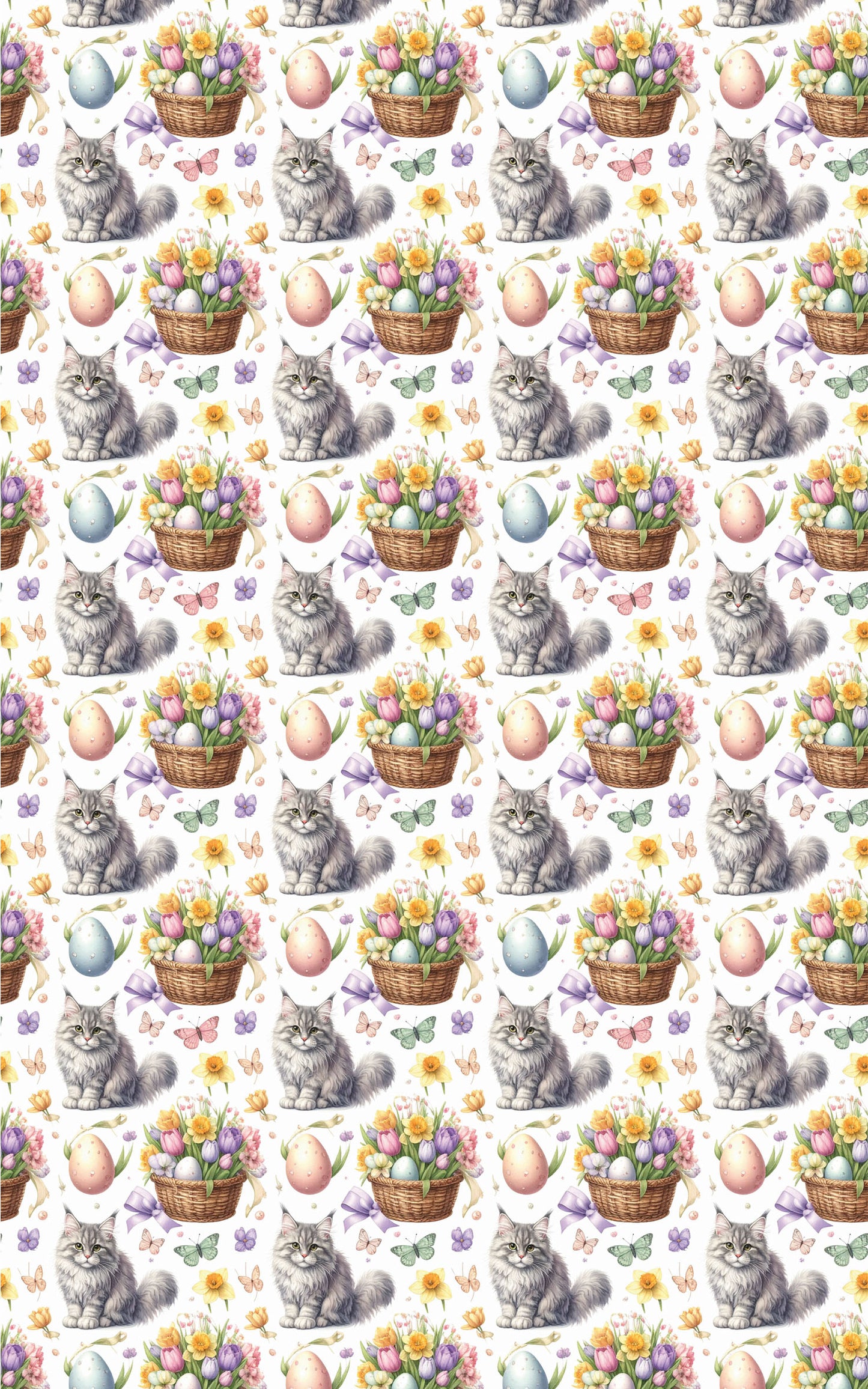 Easter Garden Cats (Maine Coon) Wrapping Paper