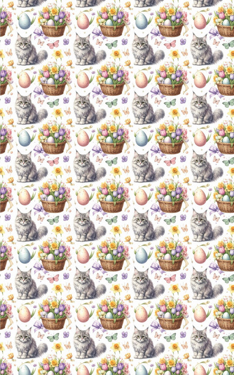 Easter Garden Cats (Maine Coon) Wrapping Paper - London Penny Gift Wrap