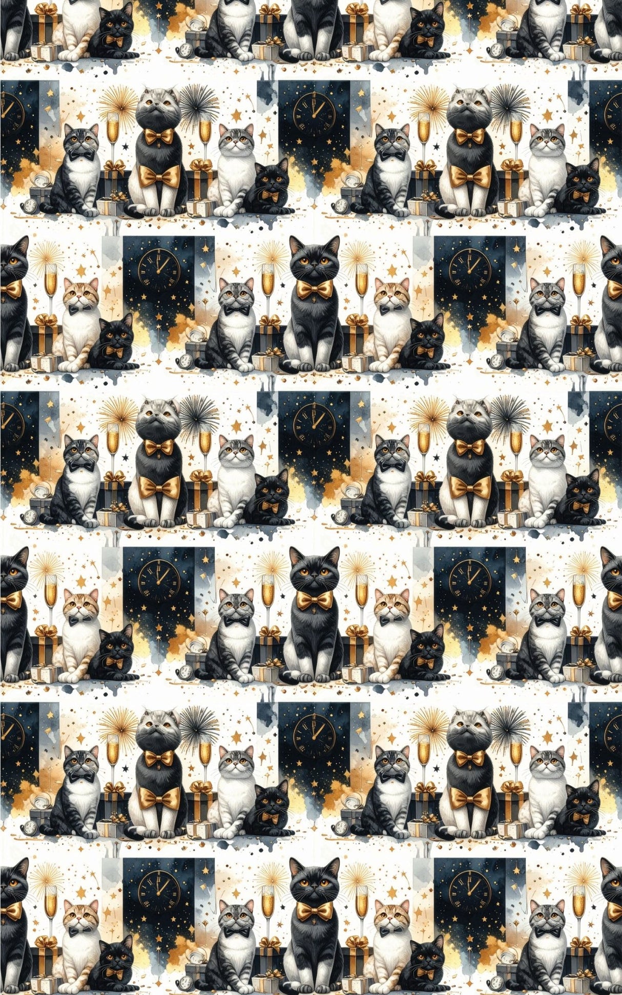 New Year's Celebration (Exotic Shorthair) Wrapping Paper - London Penny Gift Wrap