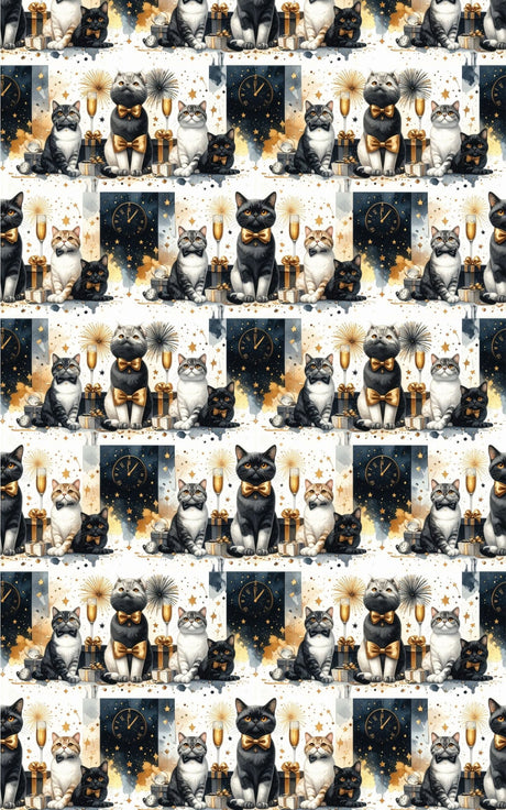 New Year's Celebration (Exotic Shorthair) Wrapping Paper - London Penny Gift Wrap