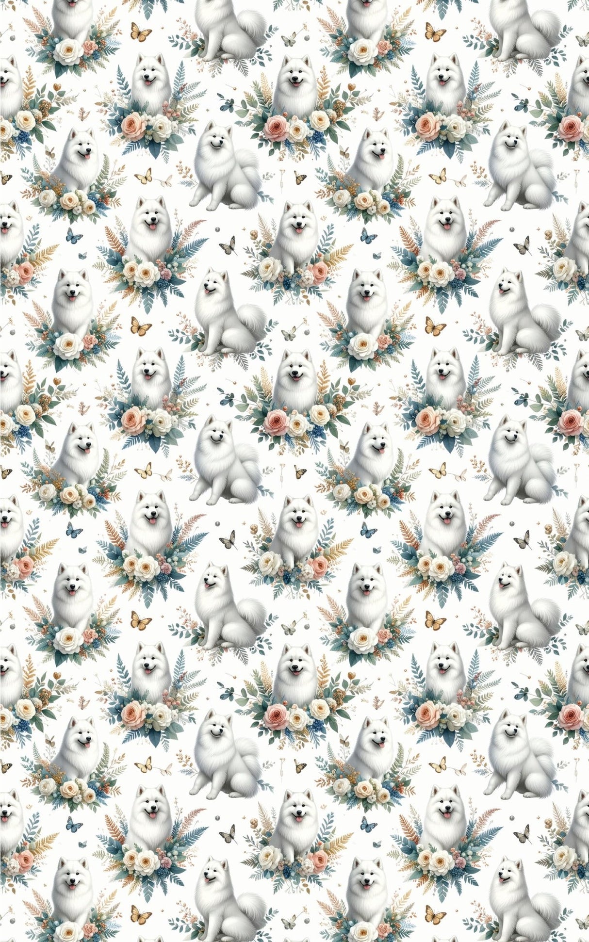 Luxury Botanical Samoyeds Wrapping Paper - London Penny Gift Wrap