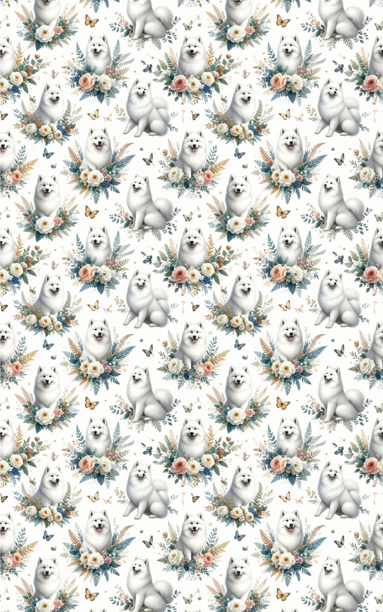 Luxury Botanical Samoyeds Wrapping Paper - London Penny Gift Wrap
