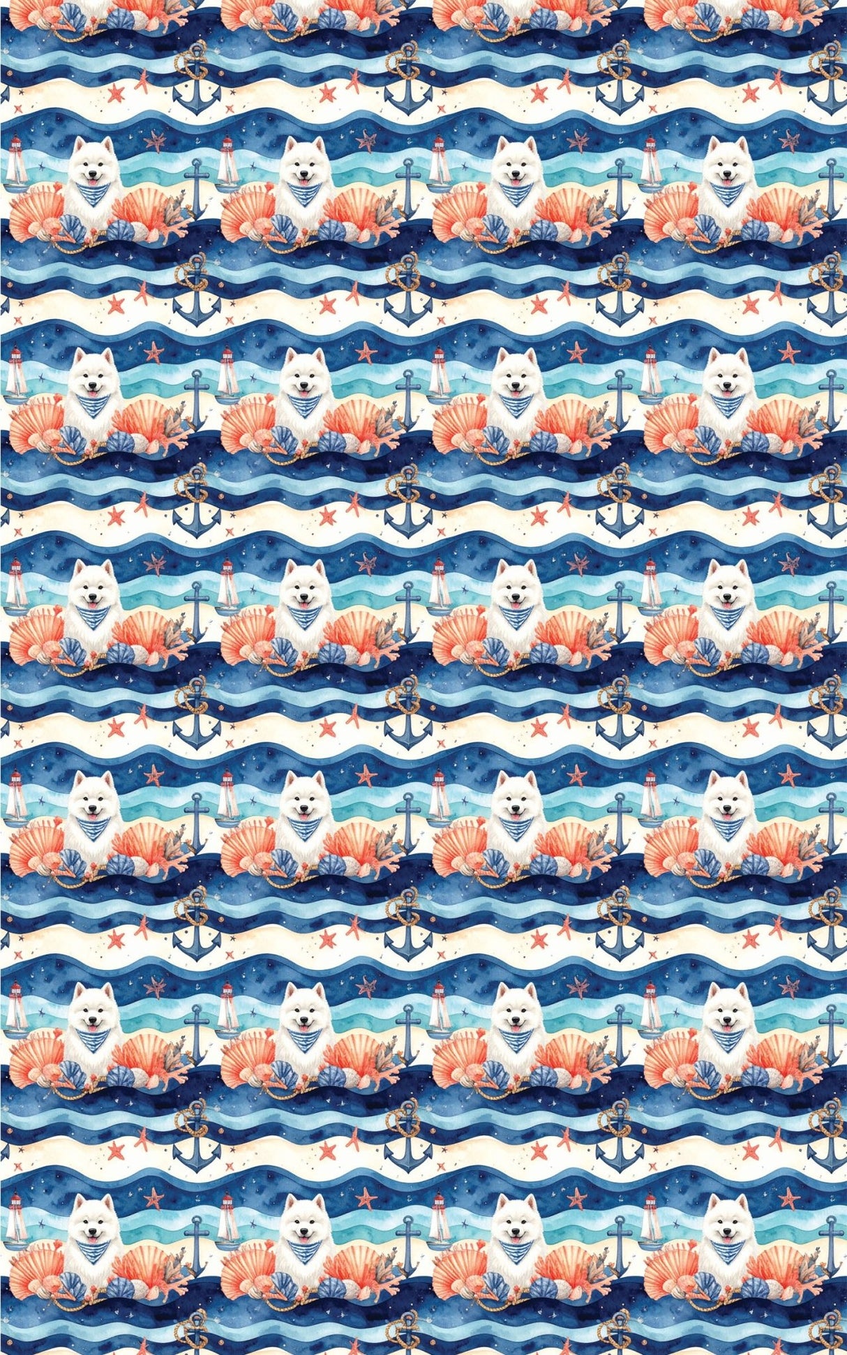 Nautical Samoyeds Wrapping Paper - London Penny Gift Wrap