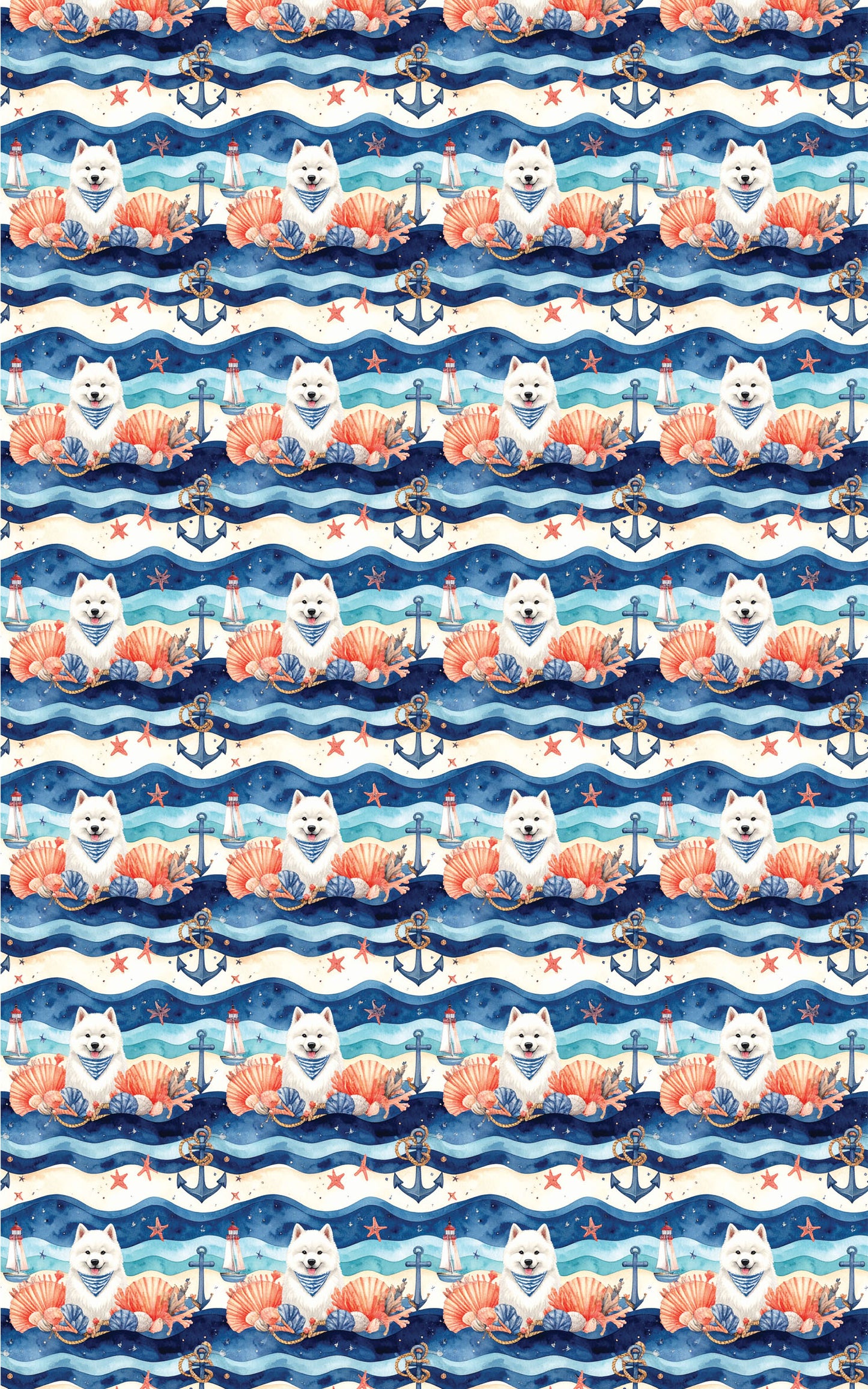 Nautical Samoyeds Wrapping Paper