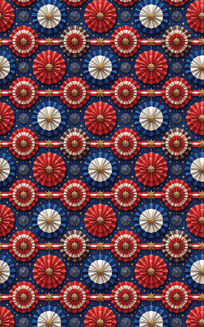 Liberty Star Rosettes Glossy Wrapping Paper