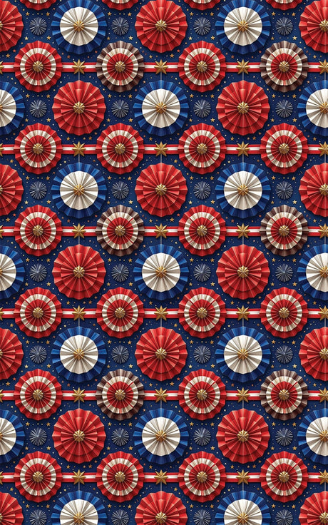 Liberty Star Rosettes Glossy Wrapping Paper - London Penny Gift Wrap