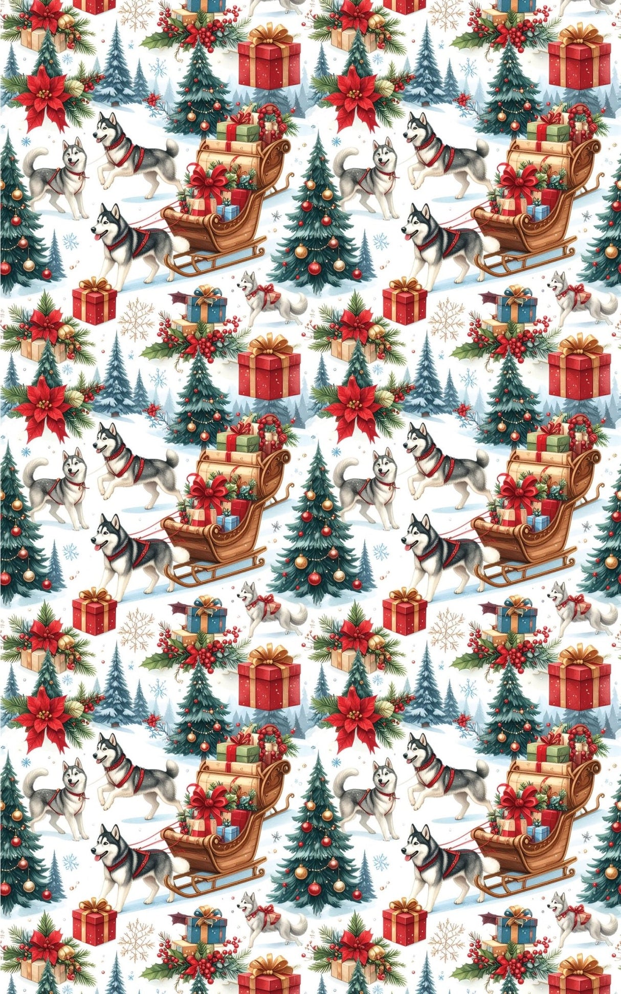 Northern Lights Christmas (Alaskan Husky) Wrapping Paper - London Penny Gift Wrap