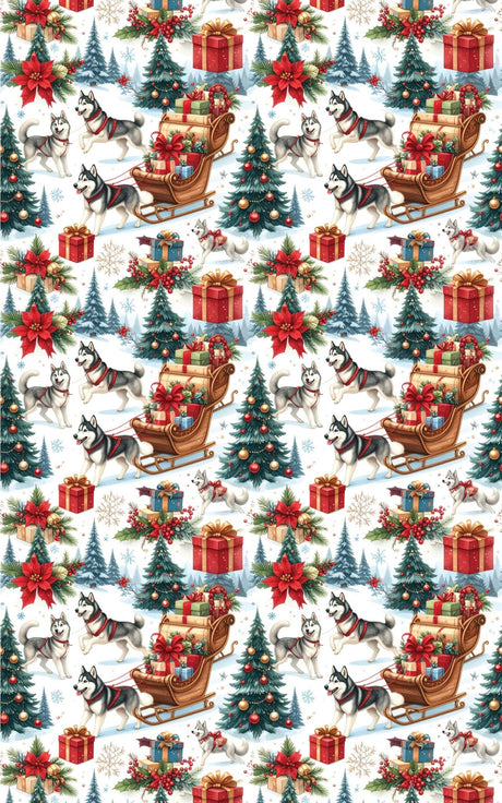 Northern Lights Christmas (Alaskan Husky) Wrapping Paper - London Penny Gift Wrap