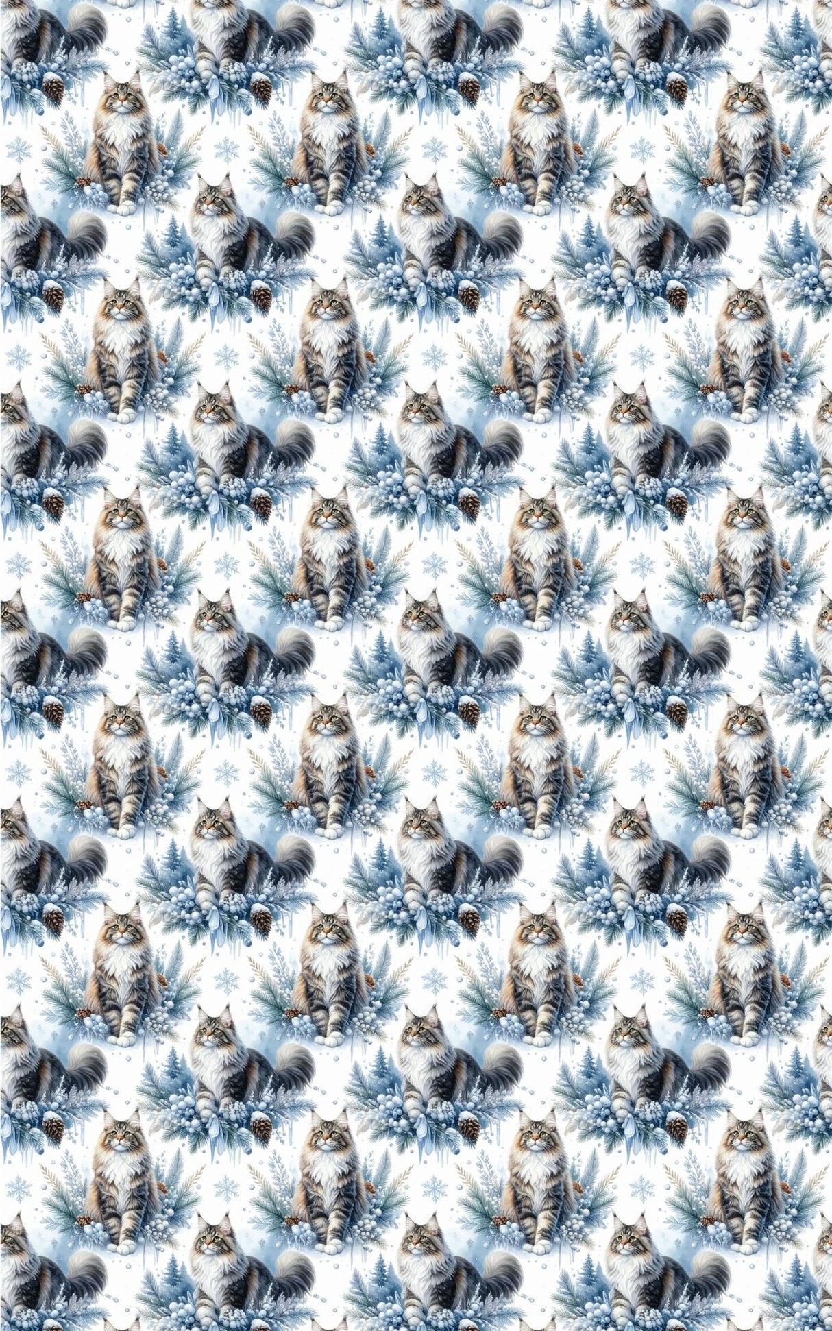 Snowflake Elegance (Maine Coon) Wrapping Paper - London Penny Gift Wrap