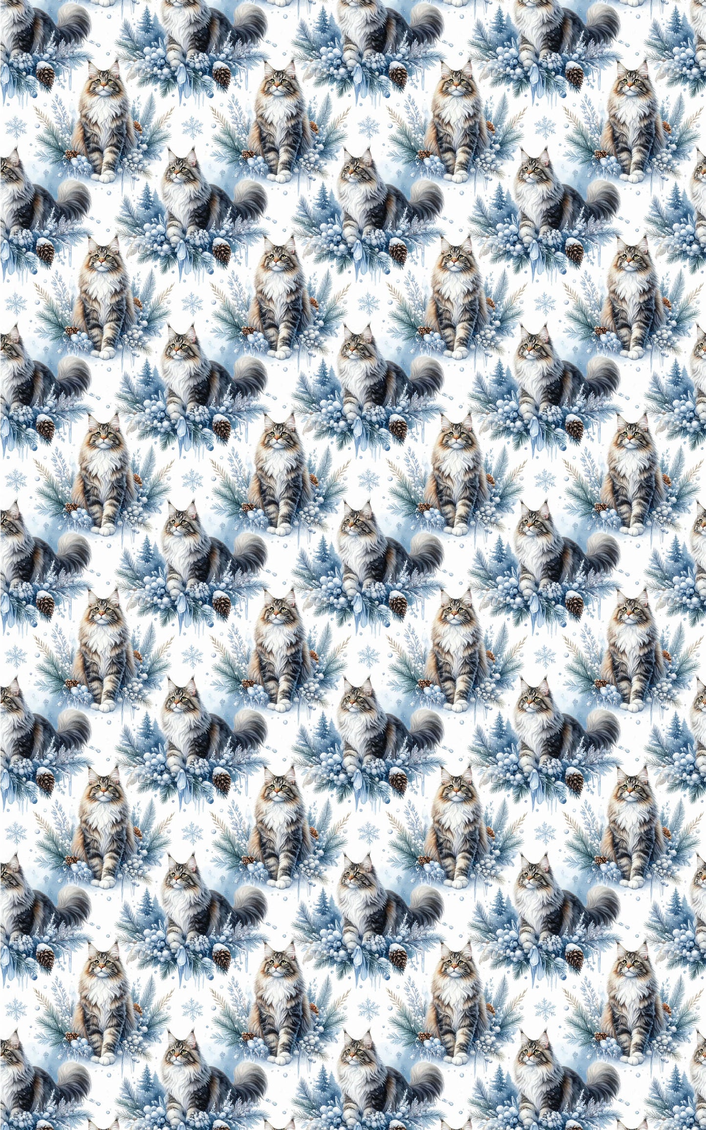 Snowflake Elegance (Maine Coon) Wrapping Paper